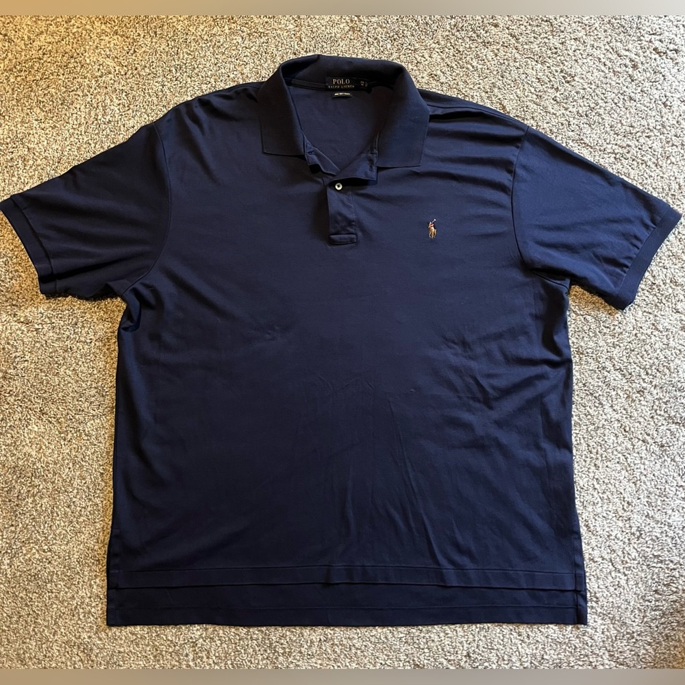 Polo Ralph Lauren Polo Shirt Mens 3XB Big Dark Blue Pima Soft Touch Pony Logo